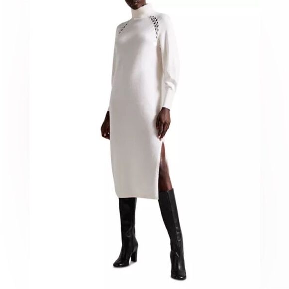 Ted Baker  Malorri Knit Midi Dress in Cream Size 8/10 - Picture 2 of 9